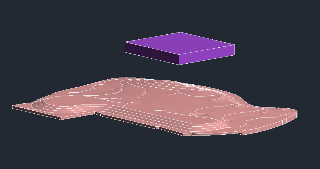 Revit toposolid alignment — point projection with blue dots on purple pad geometry.