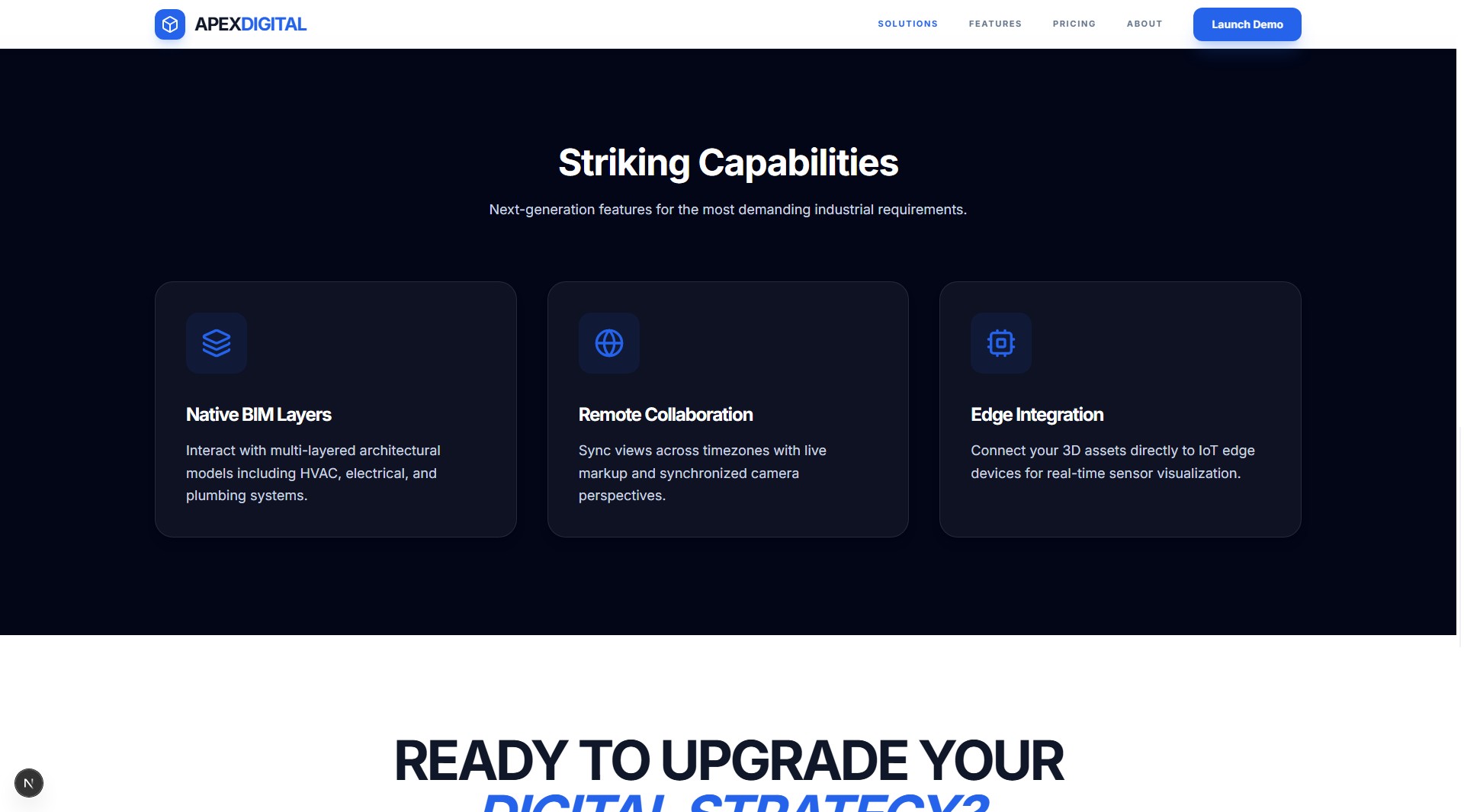 ApexDigital website homepage section three.