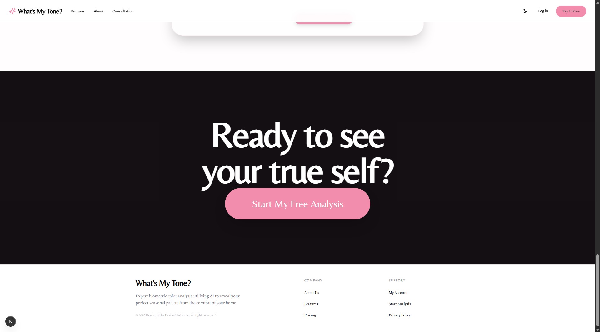 WhatsMyTone web app homepage section five.