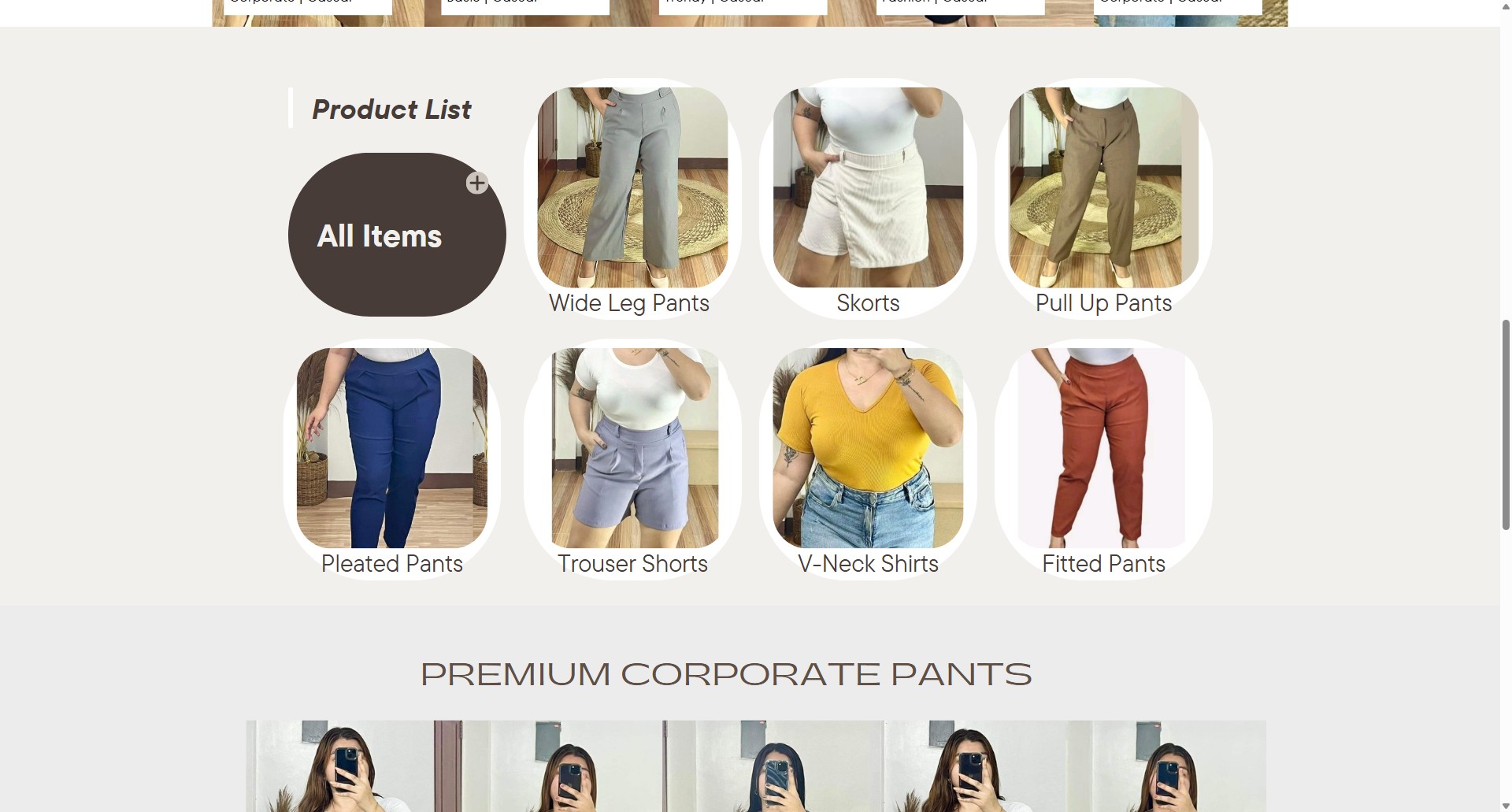 Made4Her clothing shop product list screen.