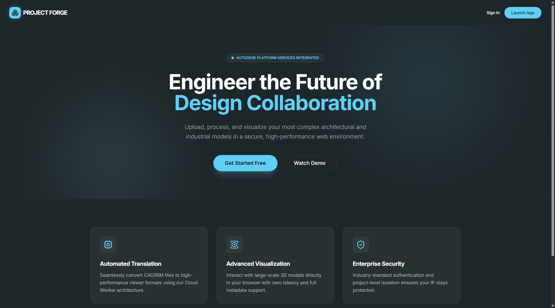 ProjectForge APS-enabled web application main screen.