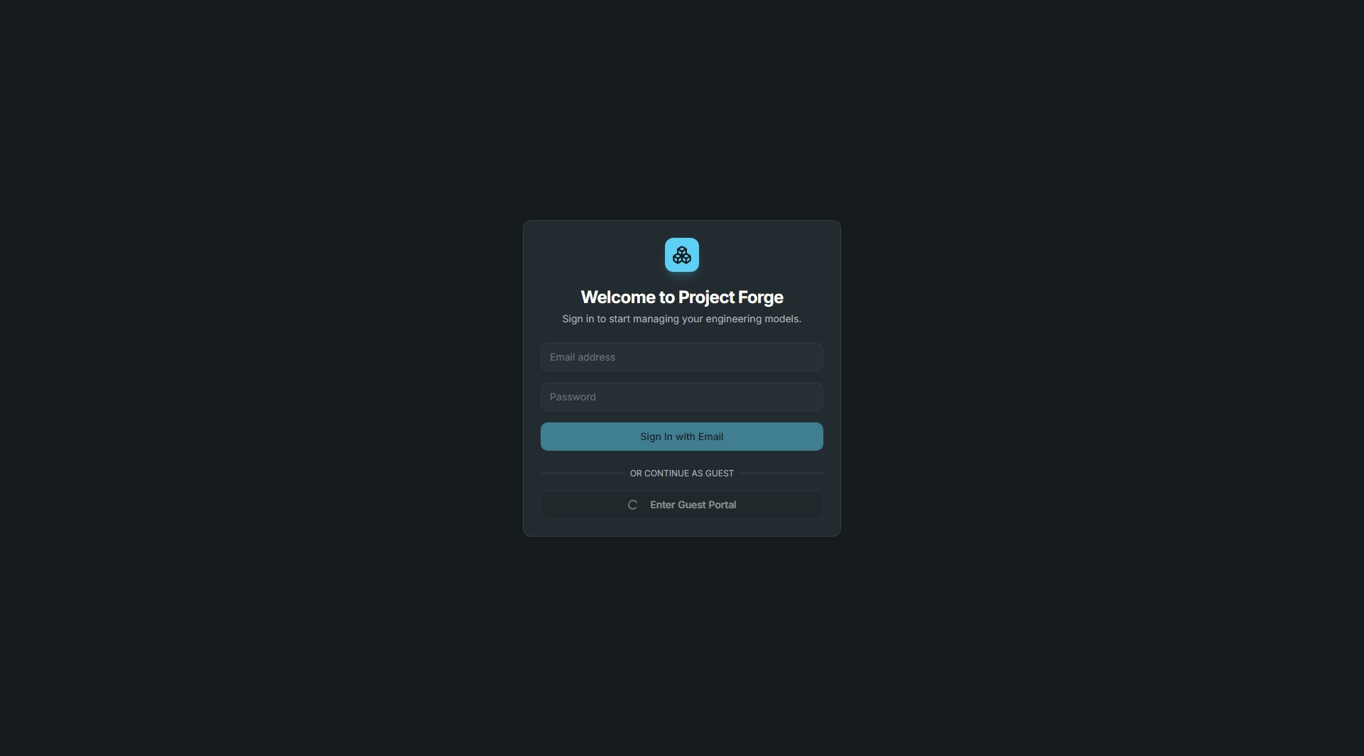 ProjectForge login screen.
